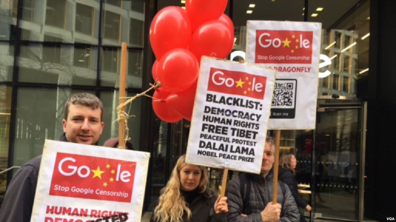 人权团体抗议谷歌协助中国政府监视网民