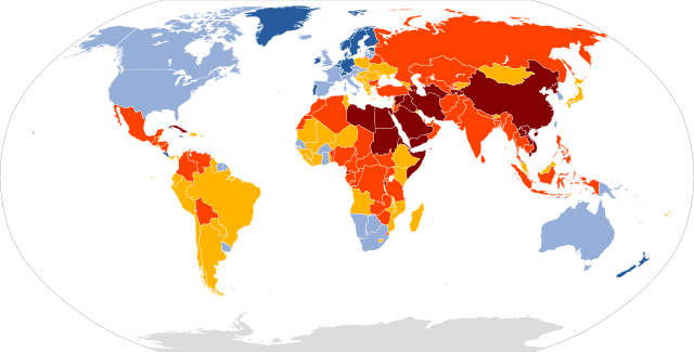 Press freedom 2020 according to Reporters Without Borders