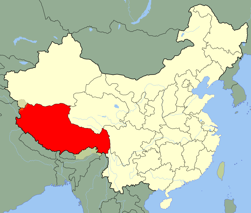 An SVG map of China with the Tibet autonomous region highlighted