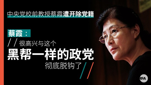 中共中央党校退休教师蔡霞遭开除党籍后，公开表示很高兴能与中共脱钩。